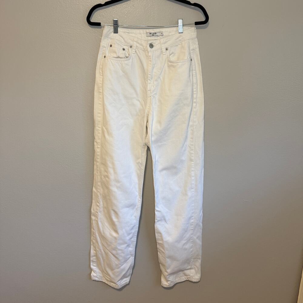 NAKD Men's White Straight High Rise Cotton Blend Denim Jeans 36 x 31